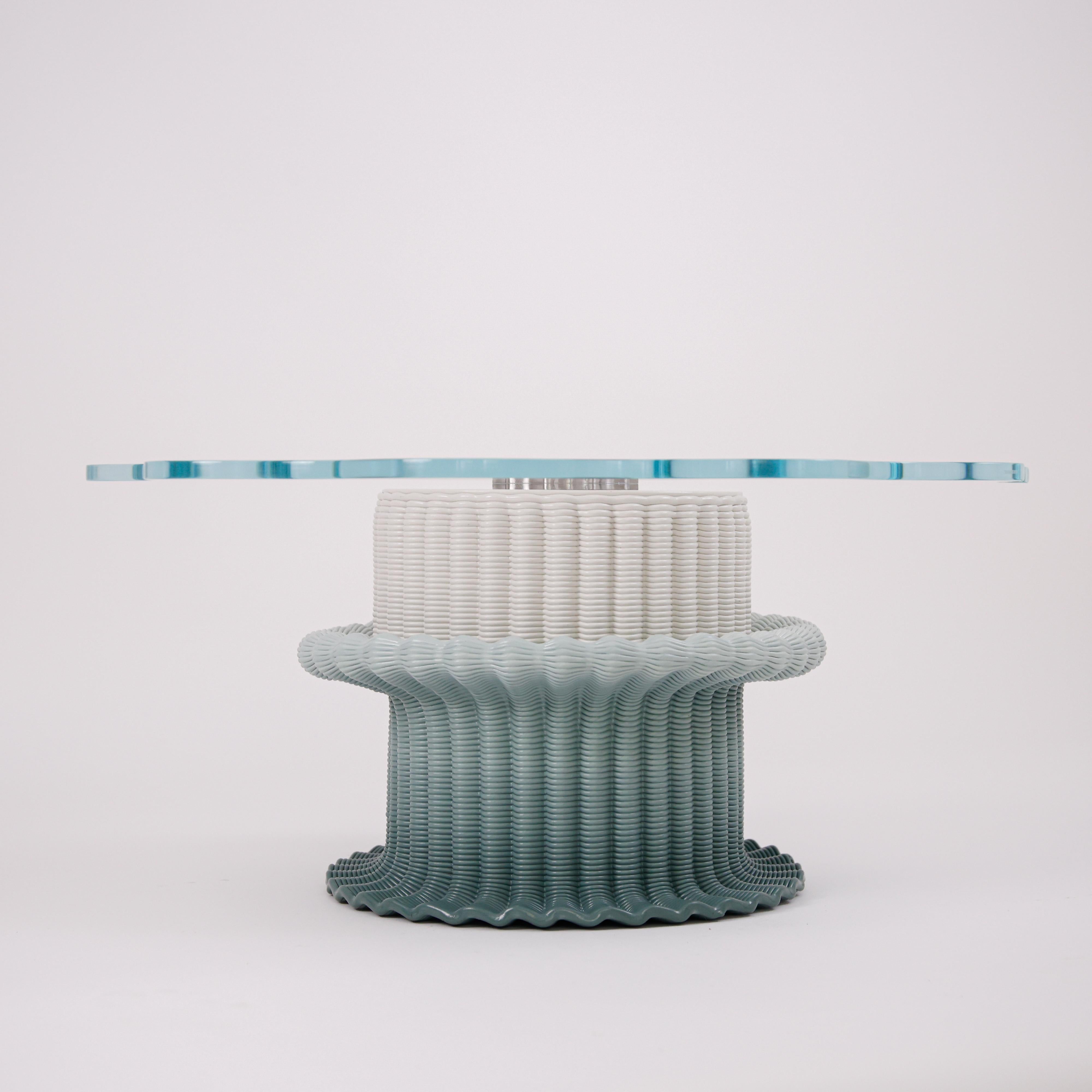 Molded 'Massage' Coffee Table 3D Printed in Green & White Gradient Recycled Plastic For Sale