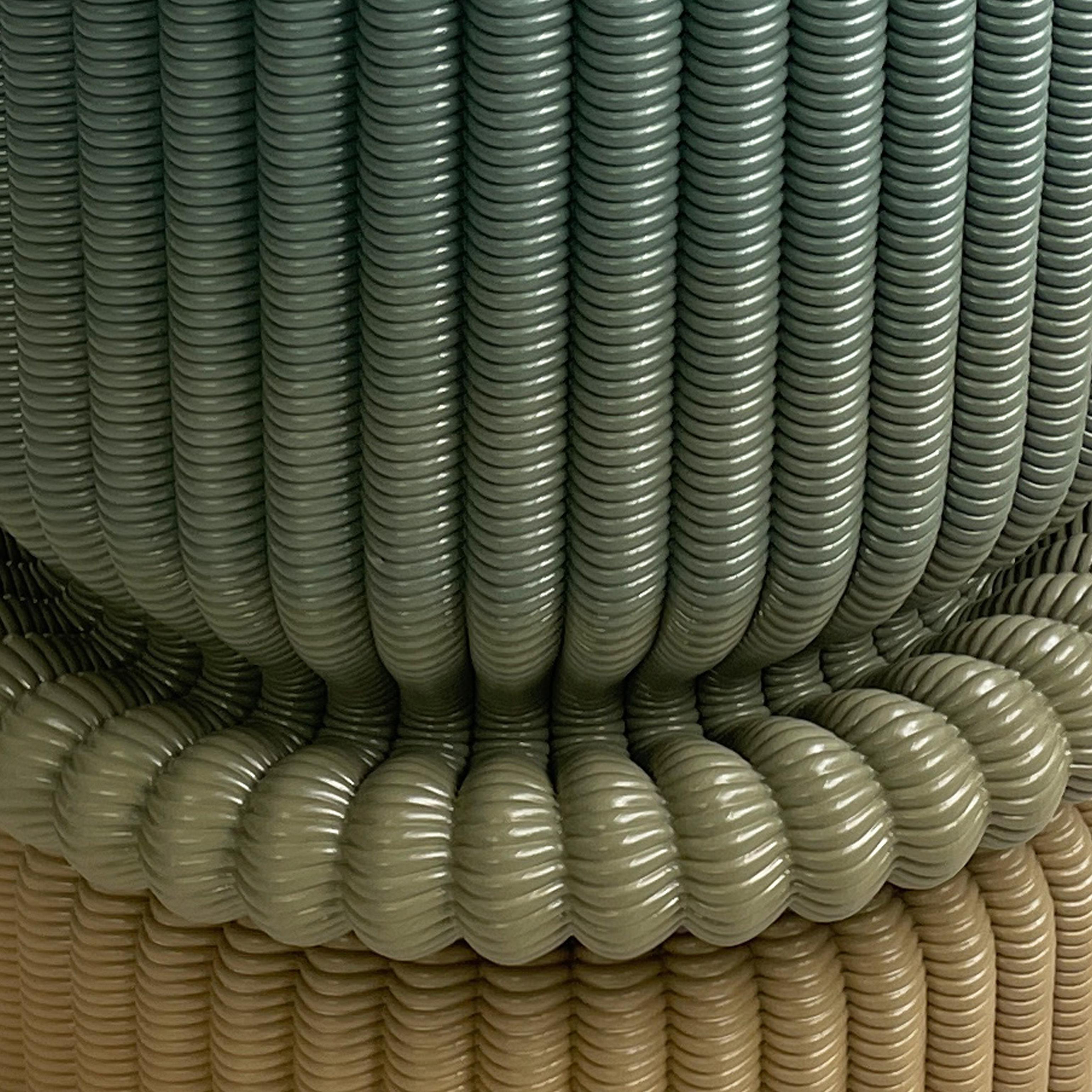 'Massage' Lounge Stool 3D Printed in Green & Ochre Gradient Recycled Plastic (Brasilianisch) im Angebot