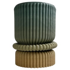 'Massage' Lounge Stool 3D Printed in Green & Ochre Gradient Recycled Plastic