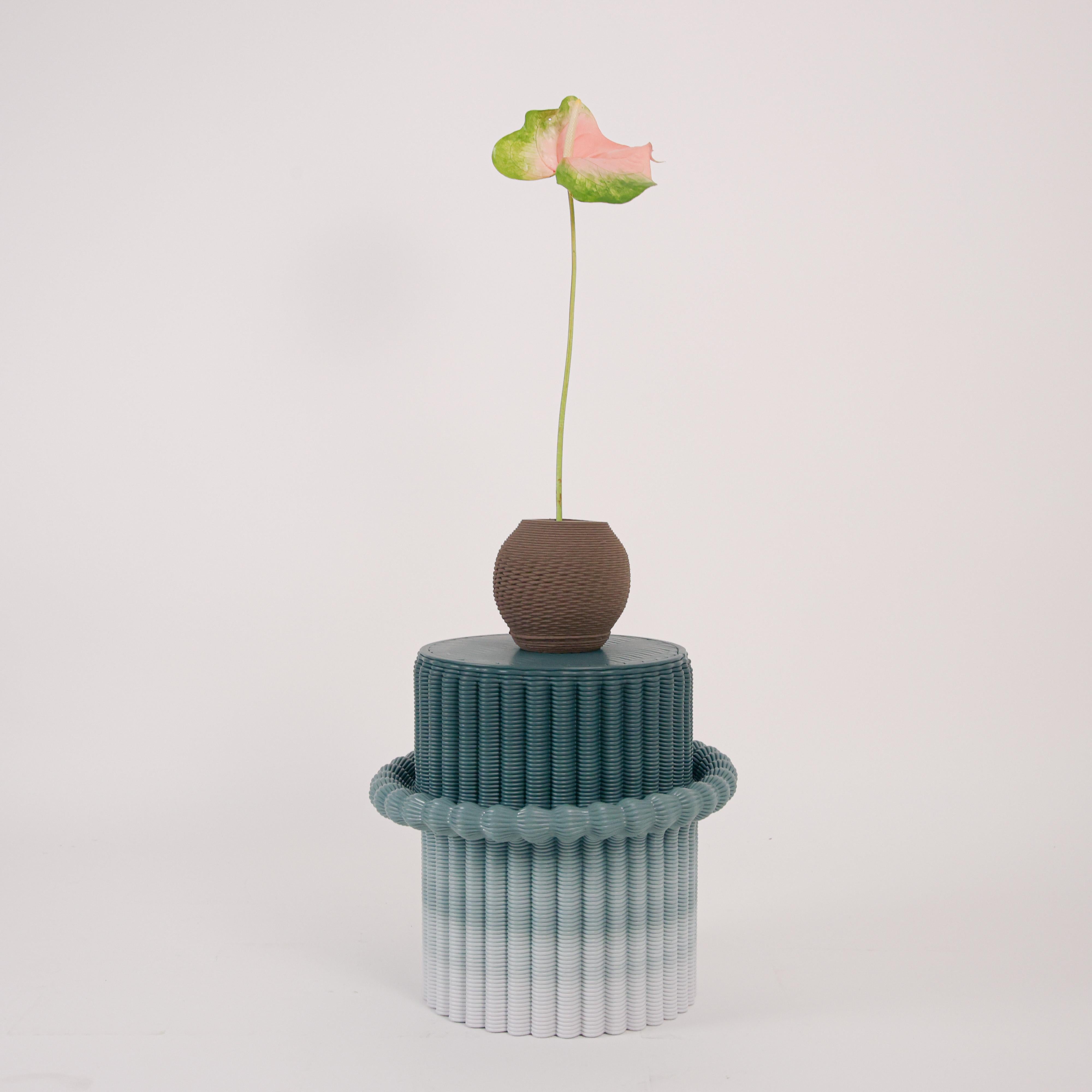 Sculptural Stool 3D-Printed with High-Strength Recycled Plastic and shaped by hand. Two-tone gradient finish. Winner of the Elle Decor Design Award Brazil 2024 in the 