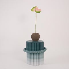 'Massage' Lounge Low Stool 3D Printed in Green & White Gradient Recycled Plastic