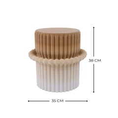 Tabouret bas Massage, imprimé en 3D en plastique recyclé de qualité ocre et blanche