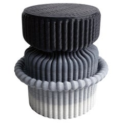 'Massage' Lounge Stool 3D Printed in Black & White Gradient Recycled Plastic