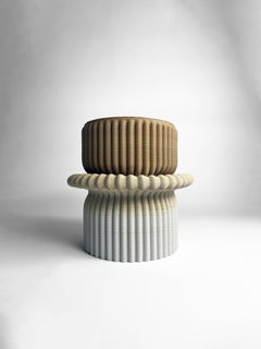 Tabouret de salon Massage 3D imprimé en plastique recyclé de qualité ocre et blanche