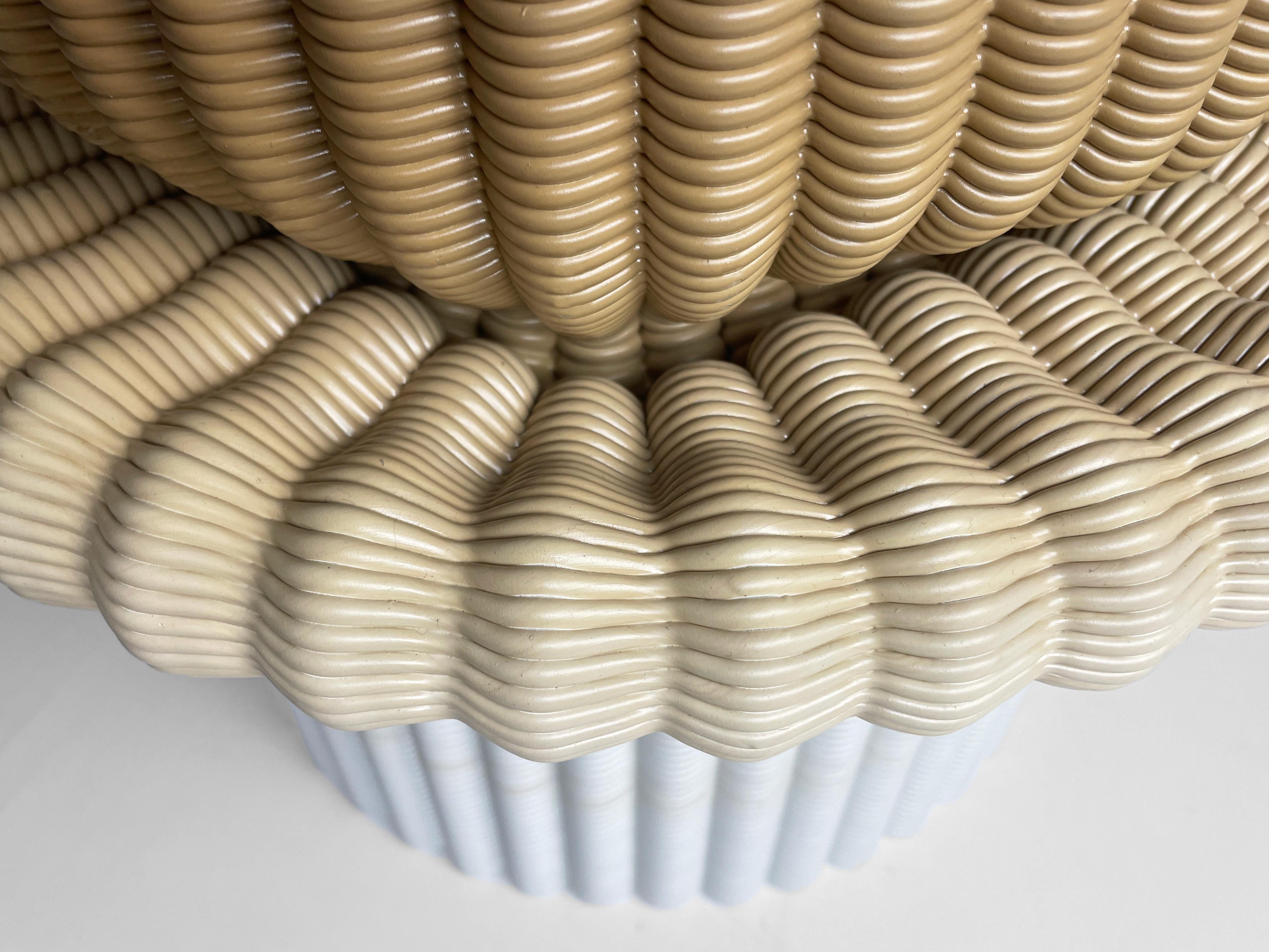 'Massage' Lounge Stool 3D Printed in Ocher & White Gradient Recycled Plastic In New Condition For Sale In São Paulo, BR