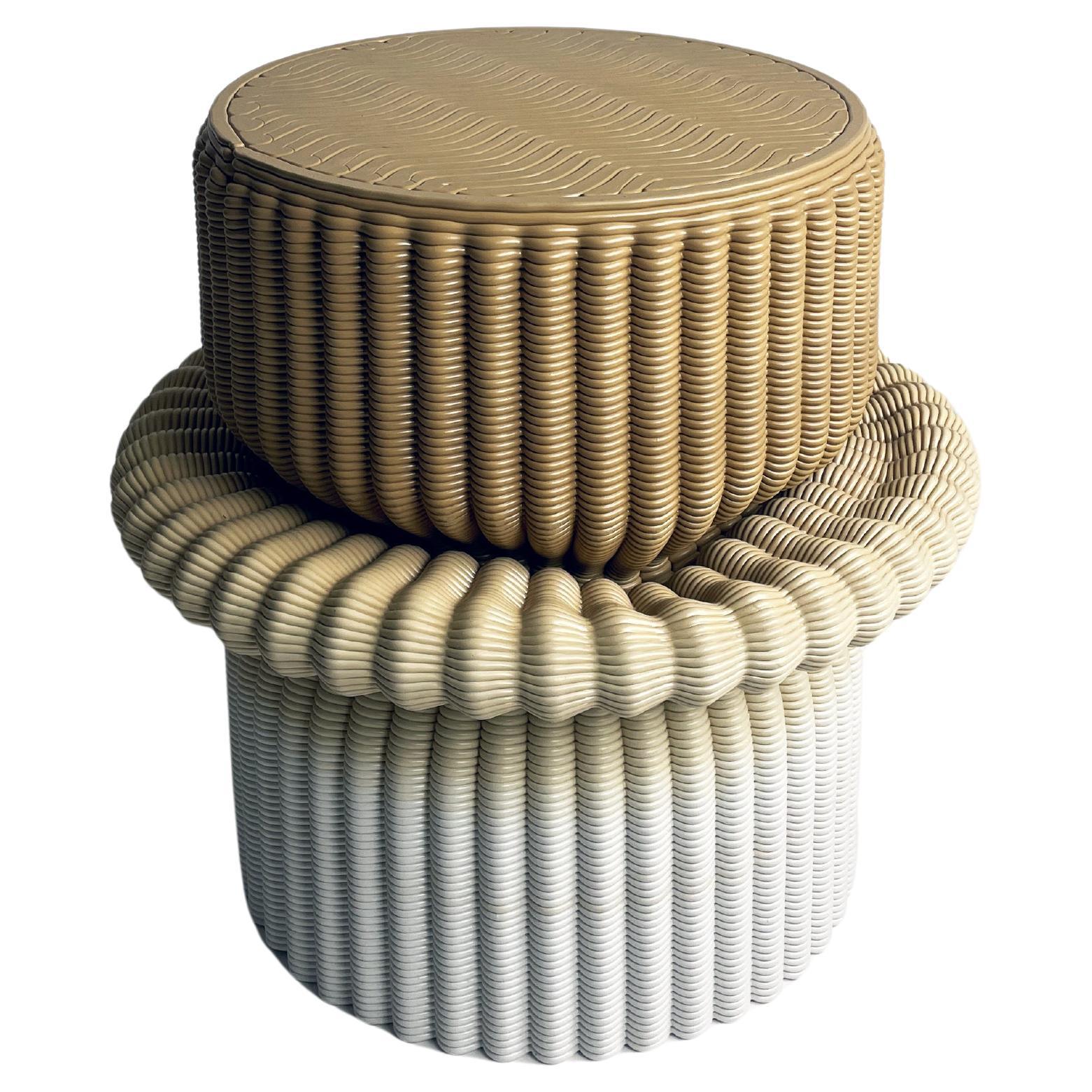 Tabouret de salon Massage 3D imprimé en plastique recyclé de qualité ocre et blanche