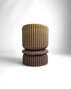 'Massage' Lounge Stool 3D Printed in Ochre & Burgundy Gradient Recycled Plastic