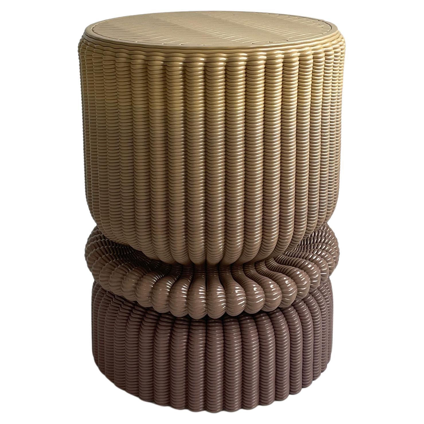 'Massage' Lounge Stool 3D Printed in Ochre & Burgundy Gradient Recycled Plastic