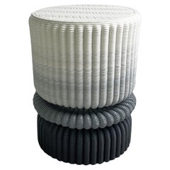 'Massage' Lounge Stool 3D Printed in White & Black Gradient Recycled Plastic