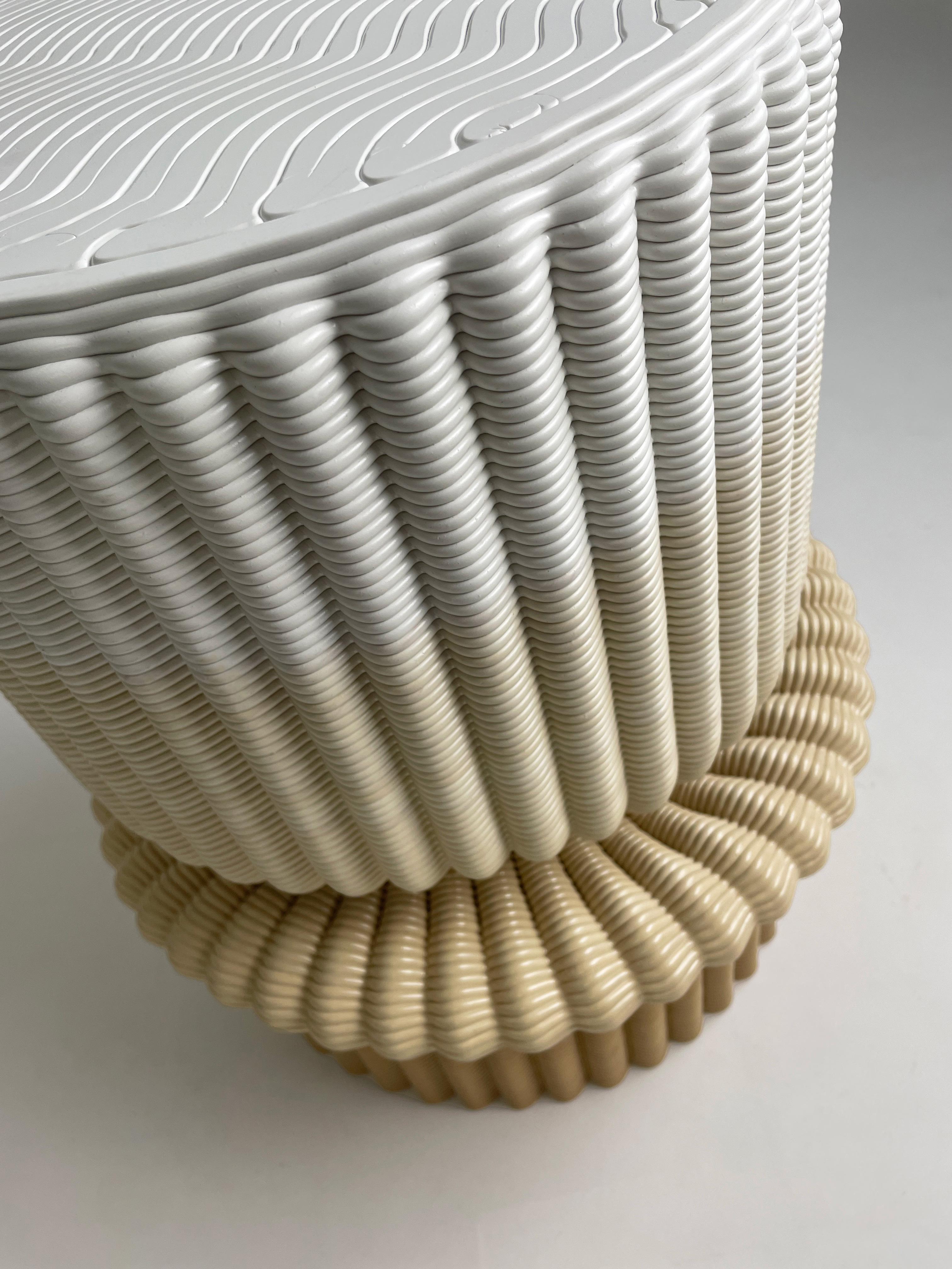 Post-Modern 'Massage' Lounge Stool 3D Printed in White & Ocher Gradient Recycled Plastic For Sale
