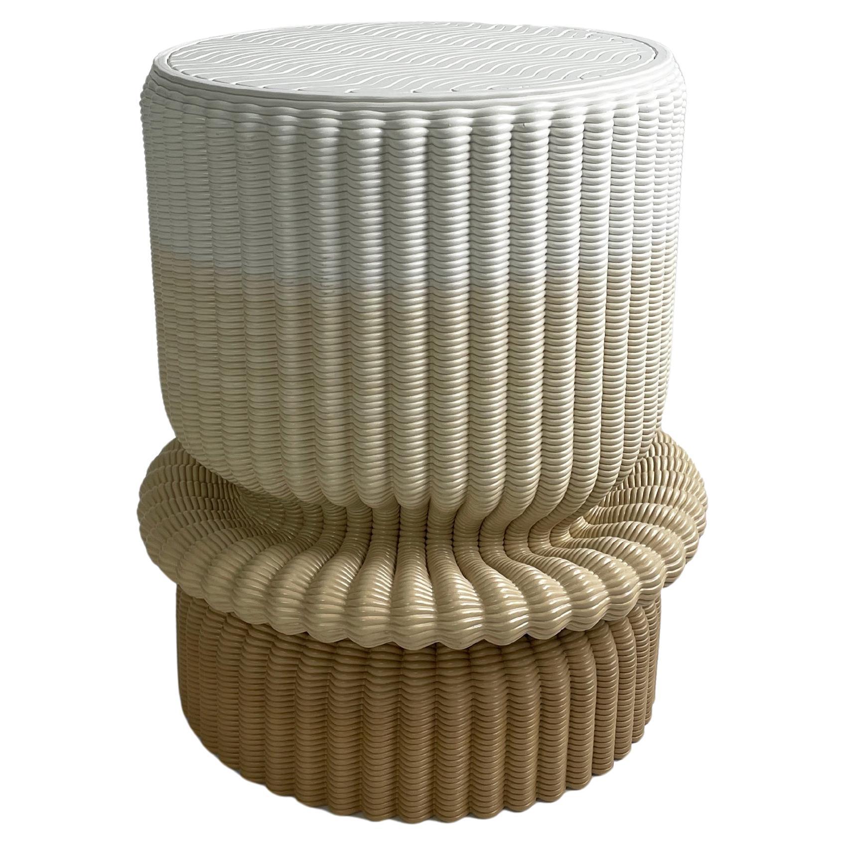 Tabouret de salon Massage imprimé en 3D en plastique recyclé blanc et ocre gradient