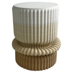 'Massage' Lounge Stool 3D Printed in White & Ocher Gradient Recycled Plastic