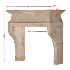Massangis Jaune French Limestone Fireplace Mantel - Rustic - 64 Inch Large
