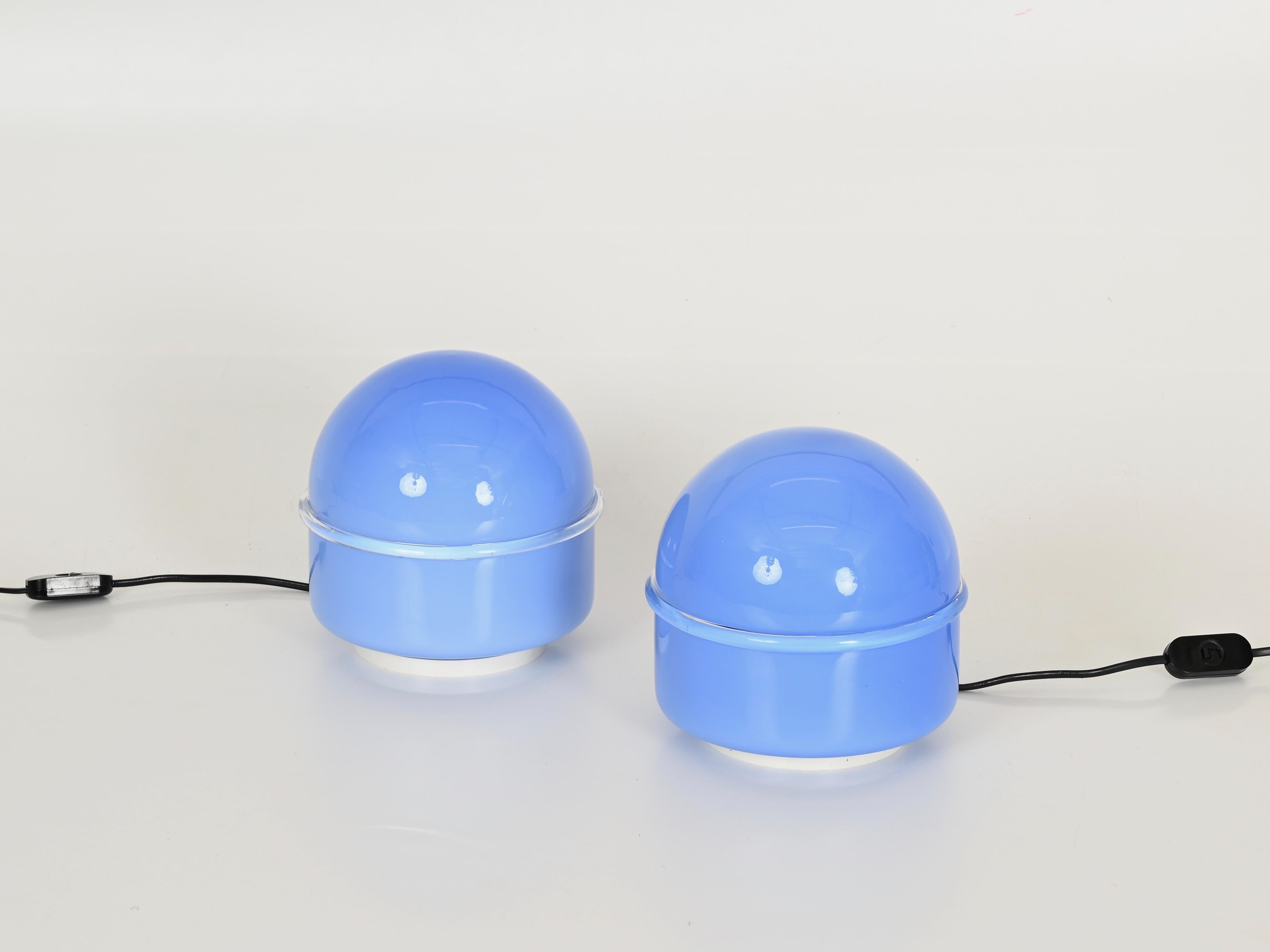 Massari Pair of Murano Glass Sky Blue 