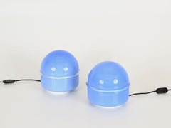 Massari Pair of Murano Glass Sky Blue "Tecla" Table Lamps by Leucos, Italy 1960