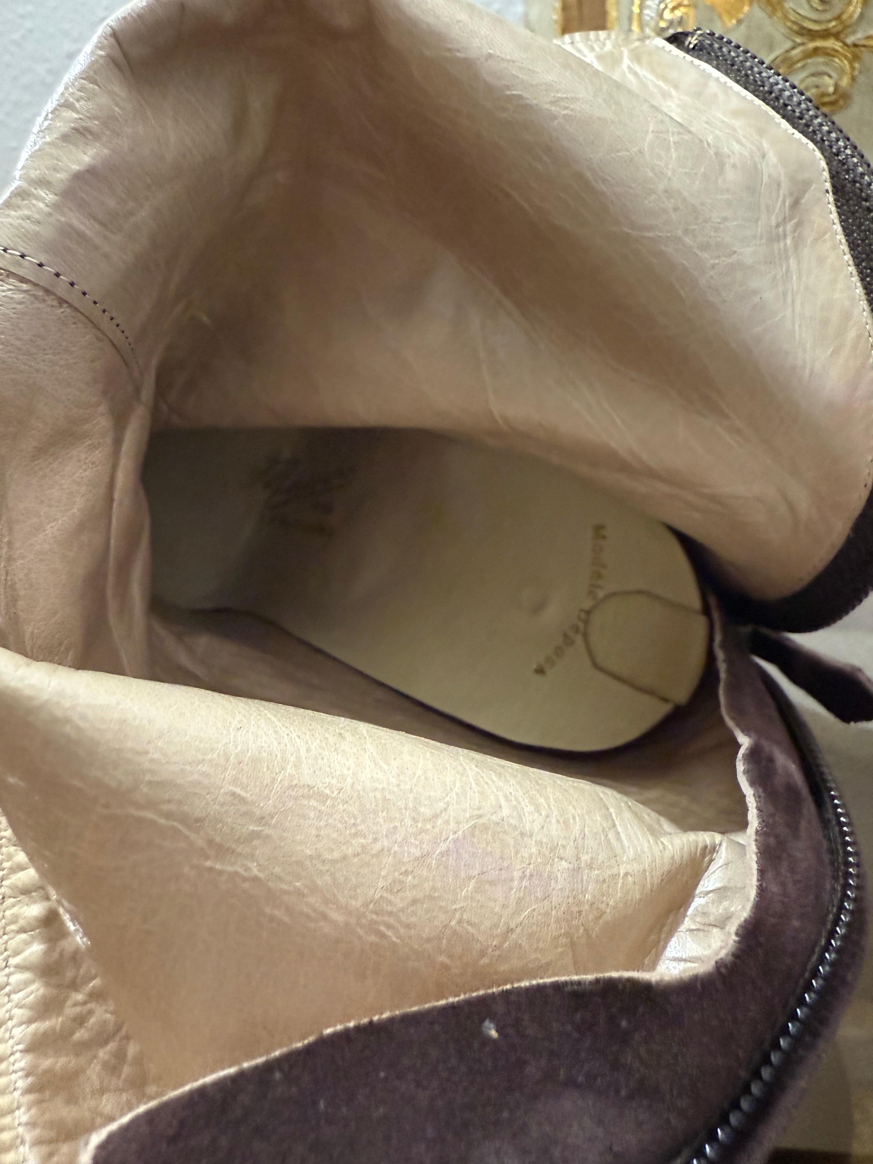 Massaro Bespoke Schokolade Braun Wildleder Plattform Stiletto Stiefeletten im Angebot 9