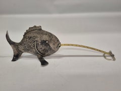 Silver fish tape measure, 800 silver hammered