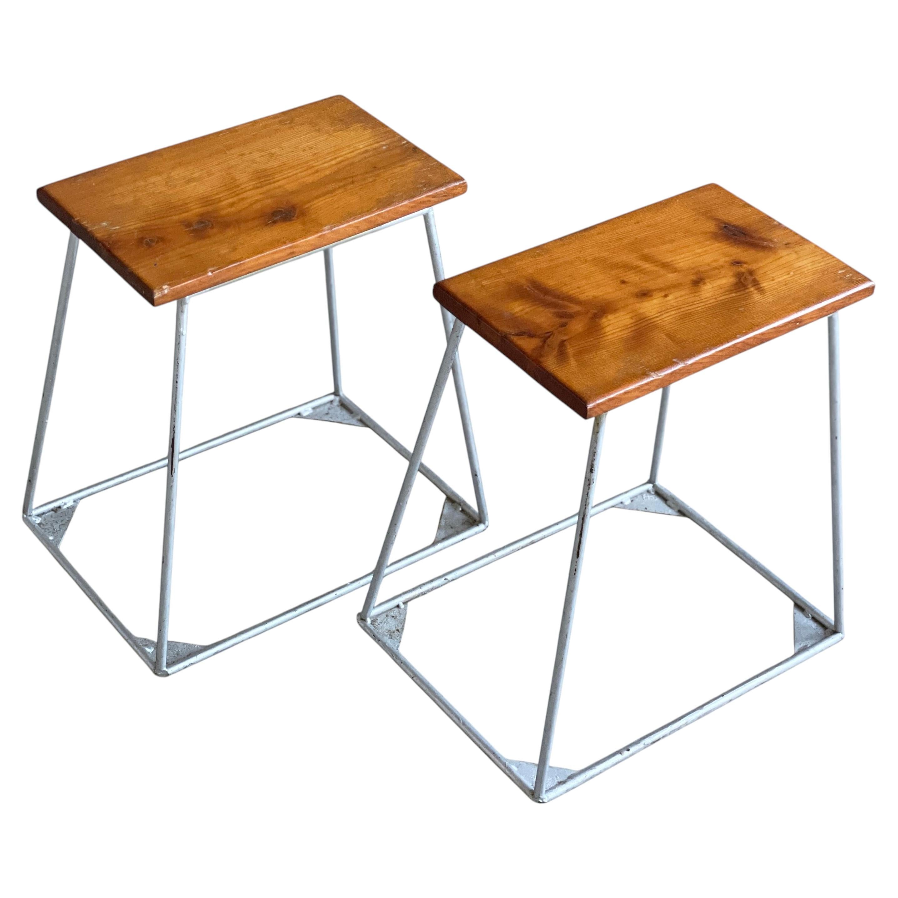 Pair of identical Industrial factory stools, 1960's For Sale