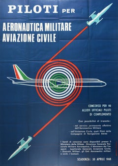 Original Vintage Poster Pilot Recruitment Civil Aviation Italy Air Force Piloti