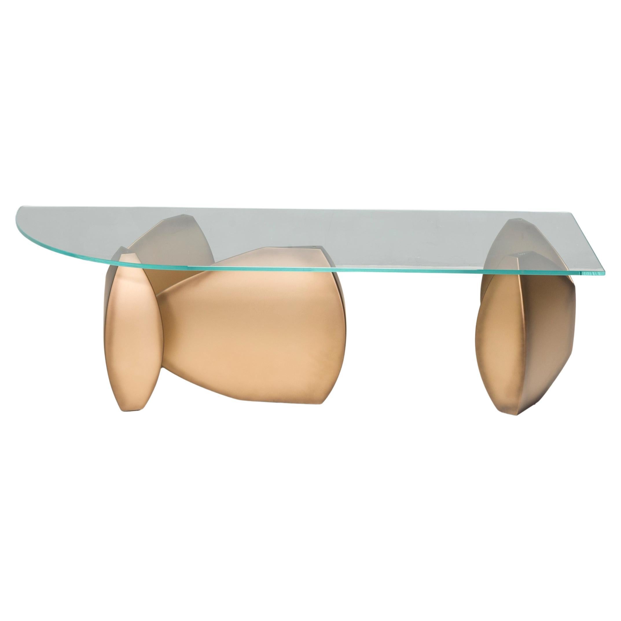 Massi Coffee table by Evan Lewis Inc, Bronze and Glass For Sale