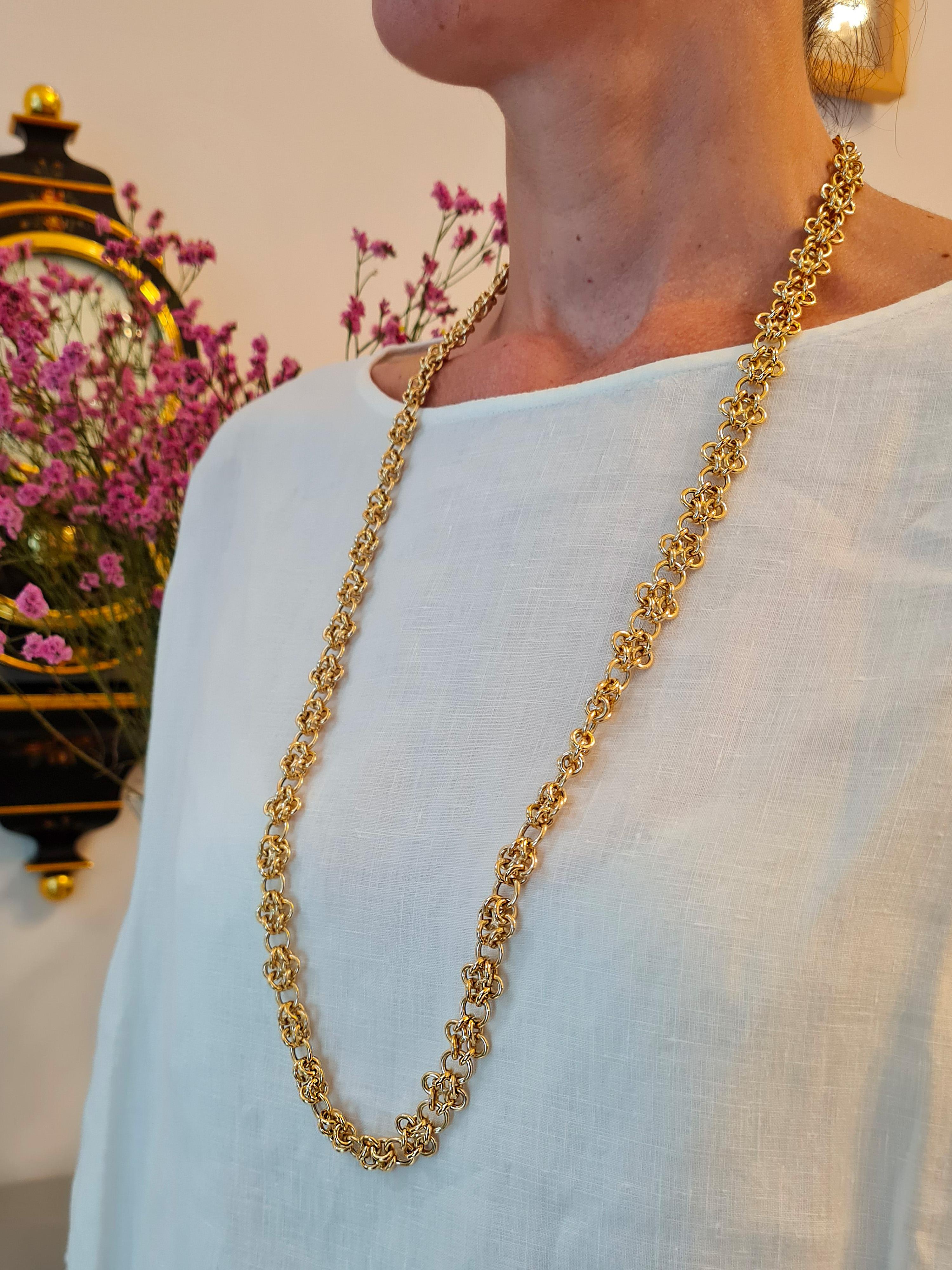 Massive Byzantine Knitted Necklace in 18 kt Yellow Gold  In New Condition For Sale In Cattolica, IT