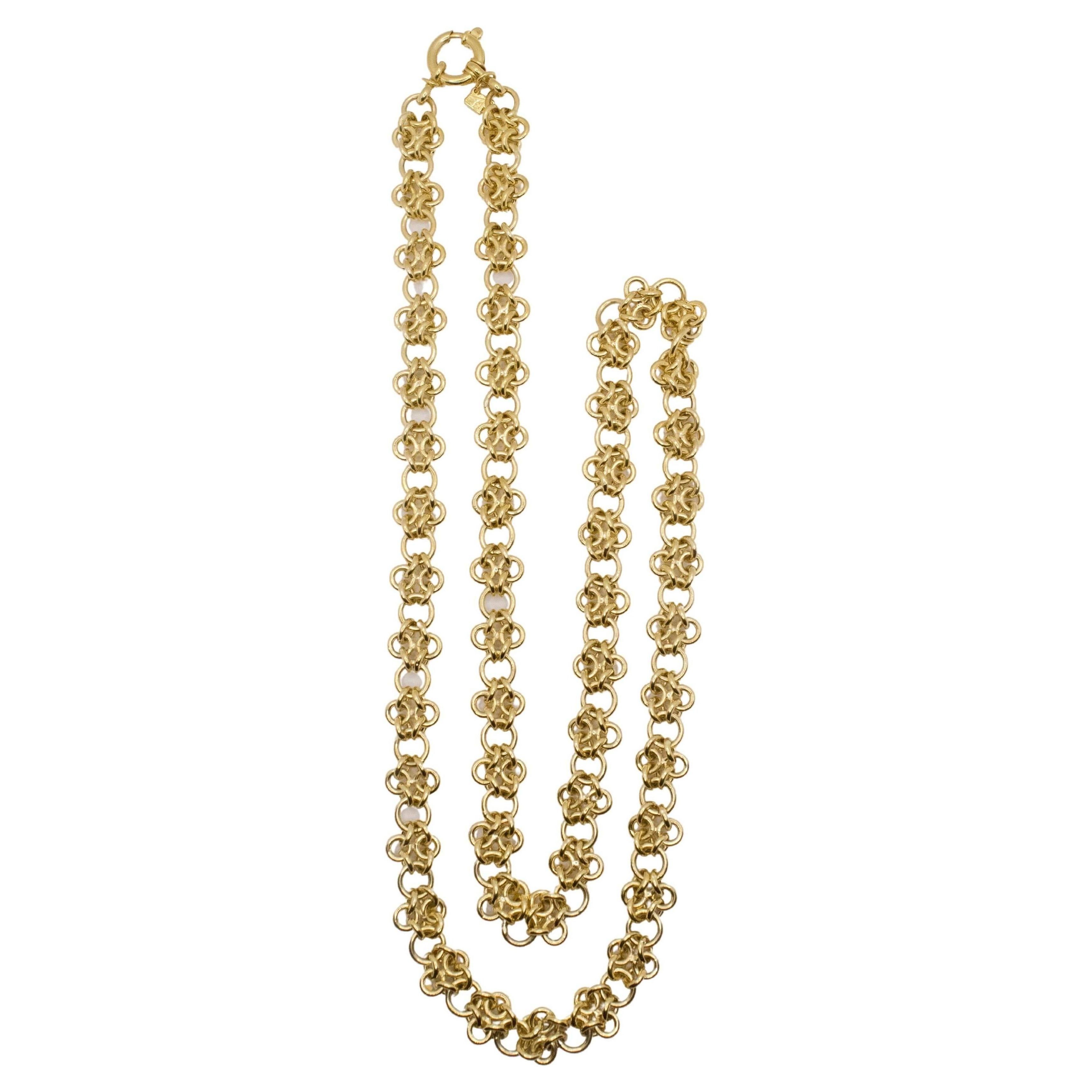 Massive Byzantine Knitted Necklace in 18 kt Yellow Gold  For Sale