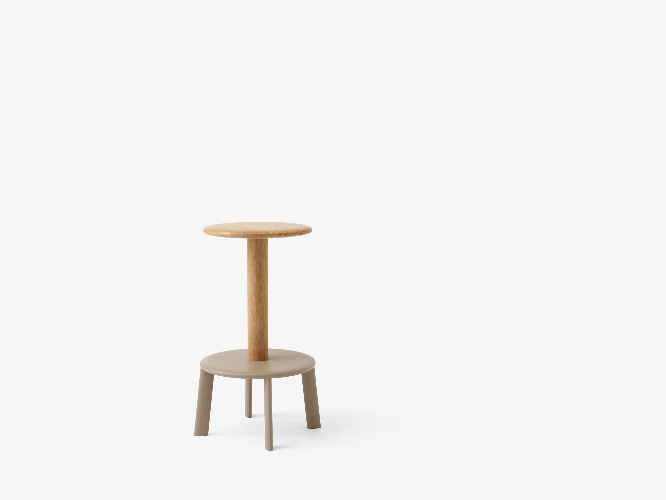Lacquered Massif Counter Stool, AV39, Oak & Grey Beige by Anderssen & Voll for &Tradition For Sale