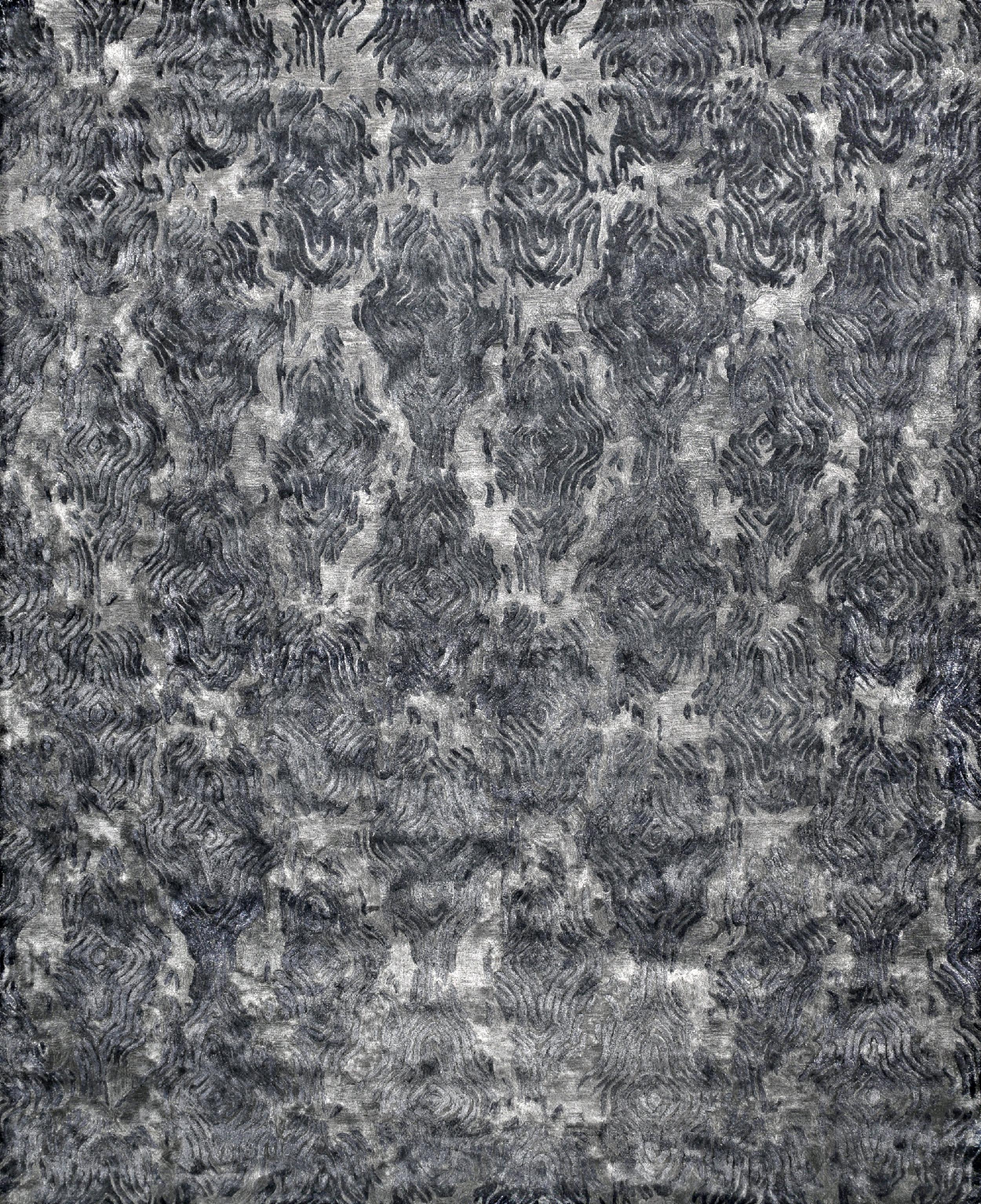 Fait main Tapis contemporain MASSIF touffeté à la main en or gris et gris taupe par Hands en vente