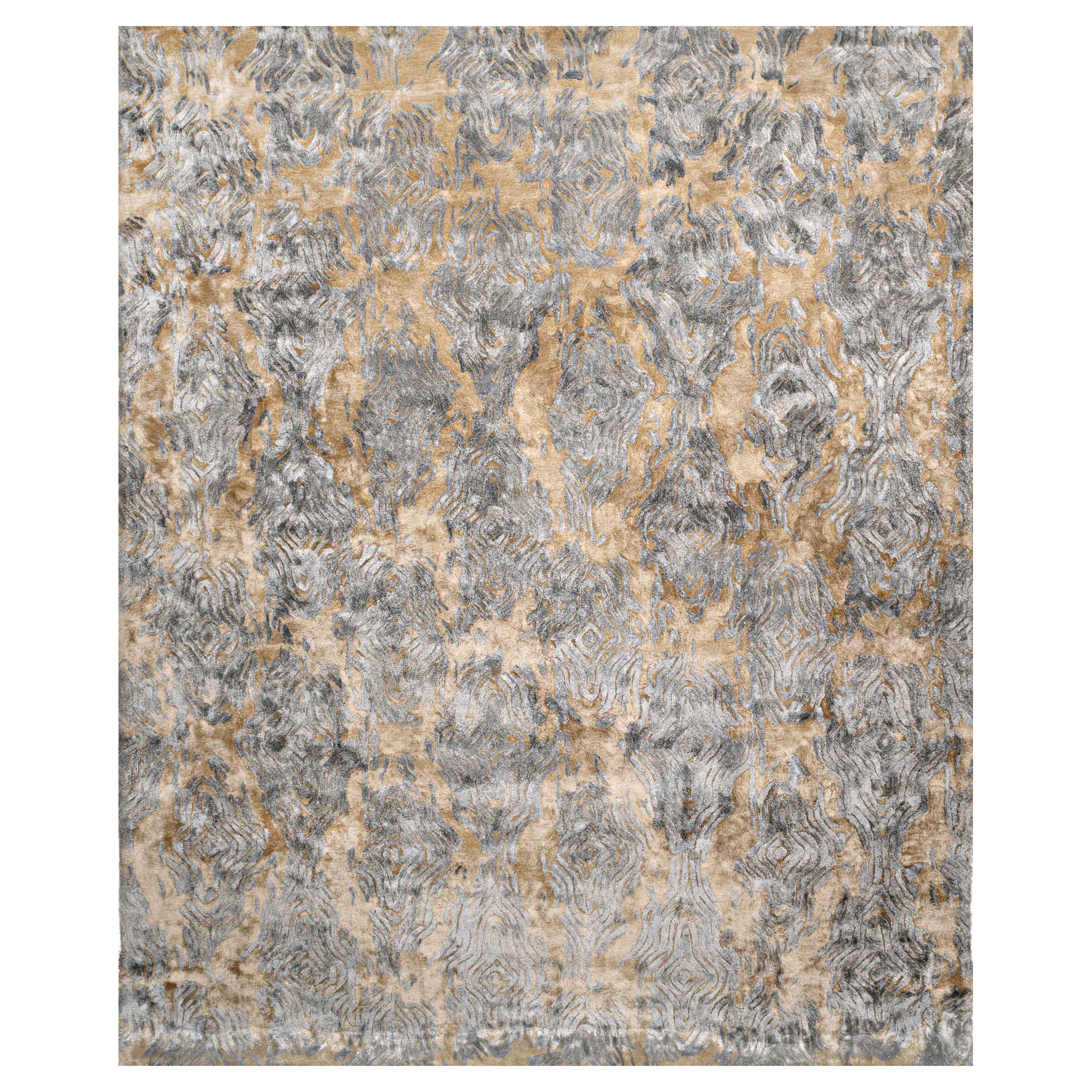 MASSIF Hand Tufted Contemporary Rug in Grey Gold and Taupe Grey Colours By Hands For Sale