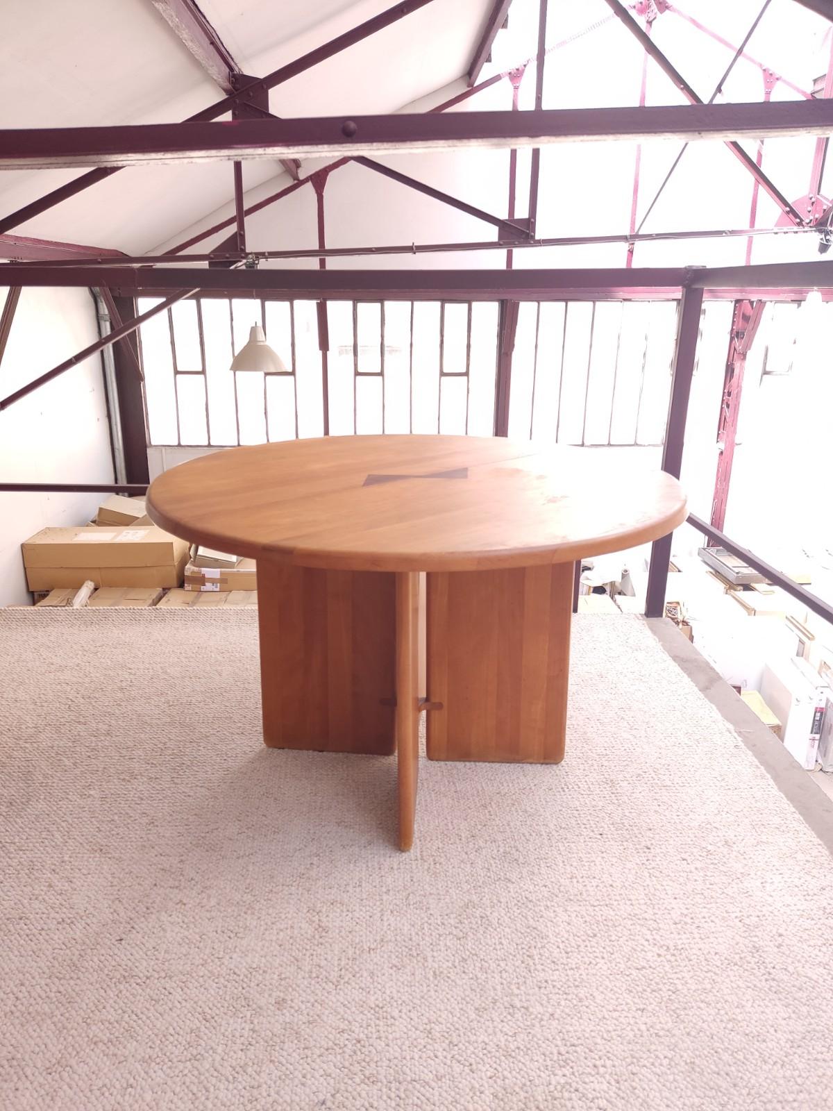 20th Century Massif Wood Table in the Style of Pierre Chapo