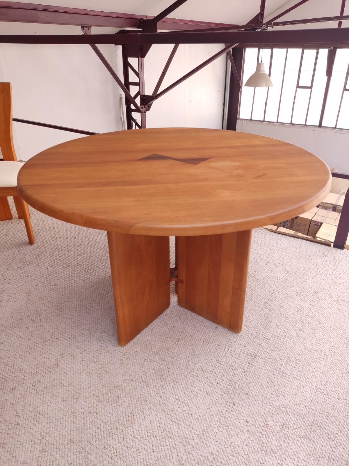 Hardwood Massif Wood Table in the Style of Pierre Chapo