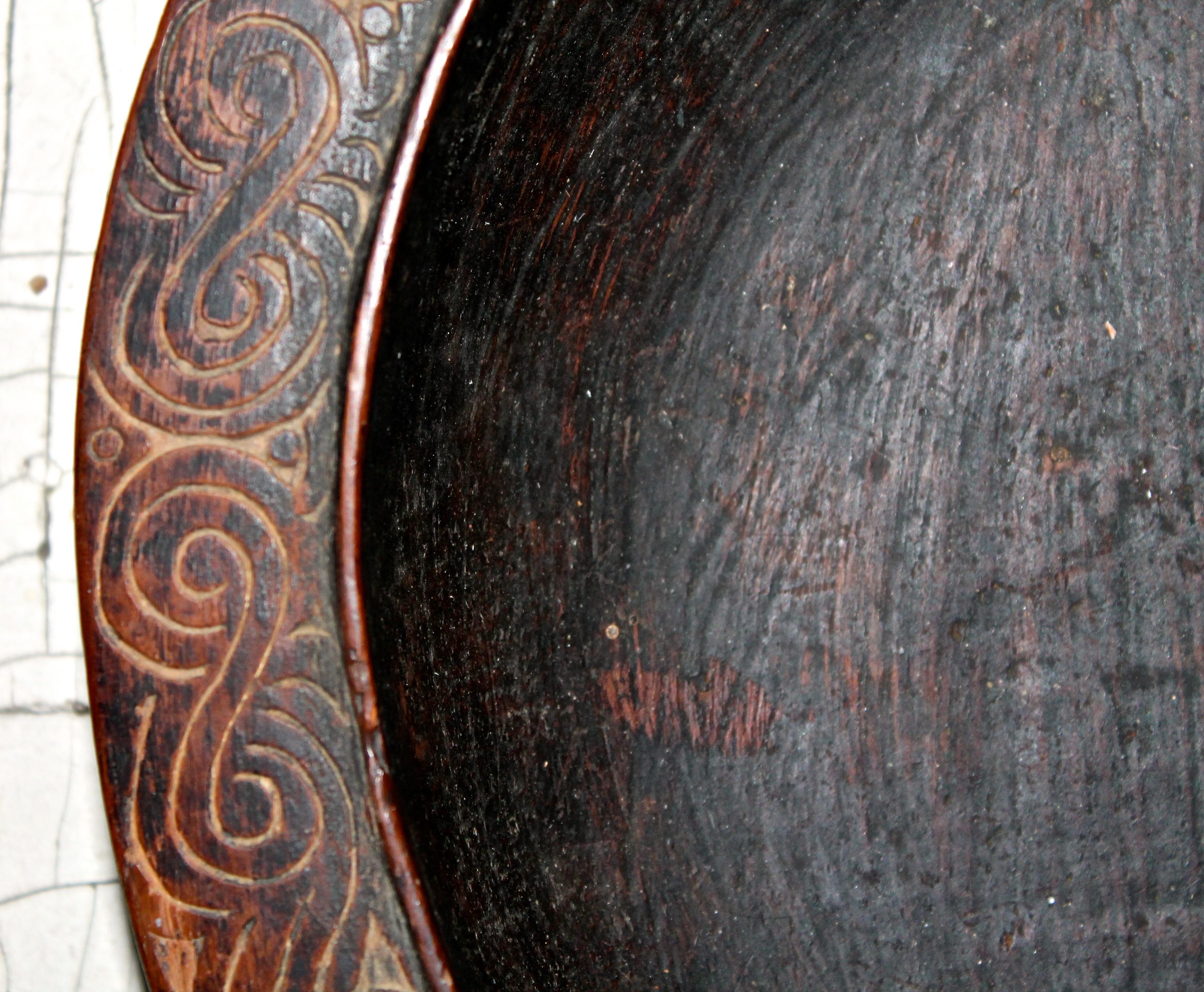 Carved Massim Food Bowl Trobriand Islands Papua New Guinea For Sale