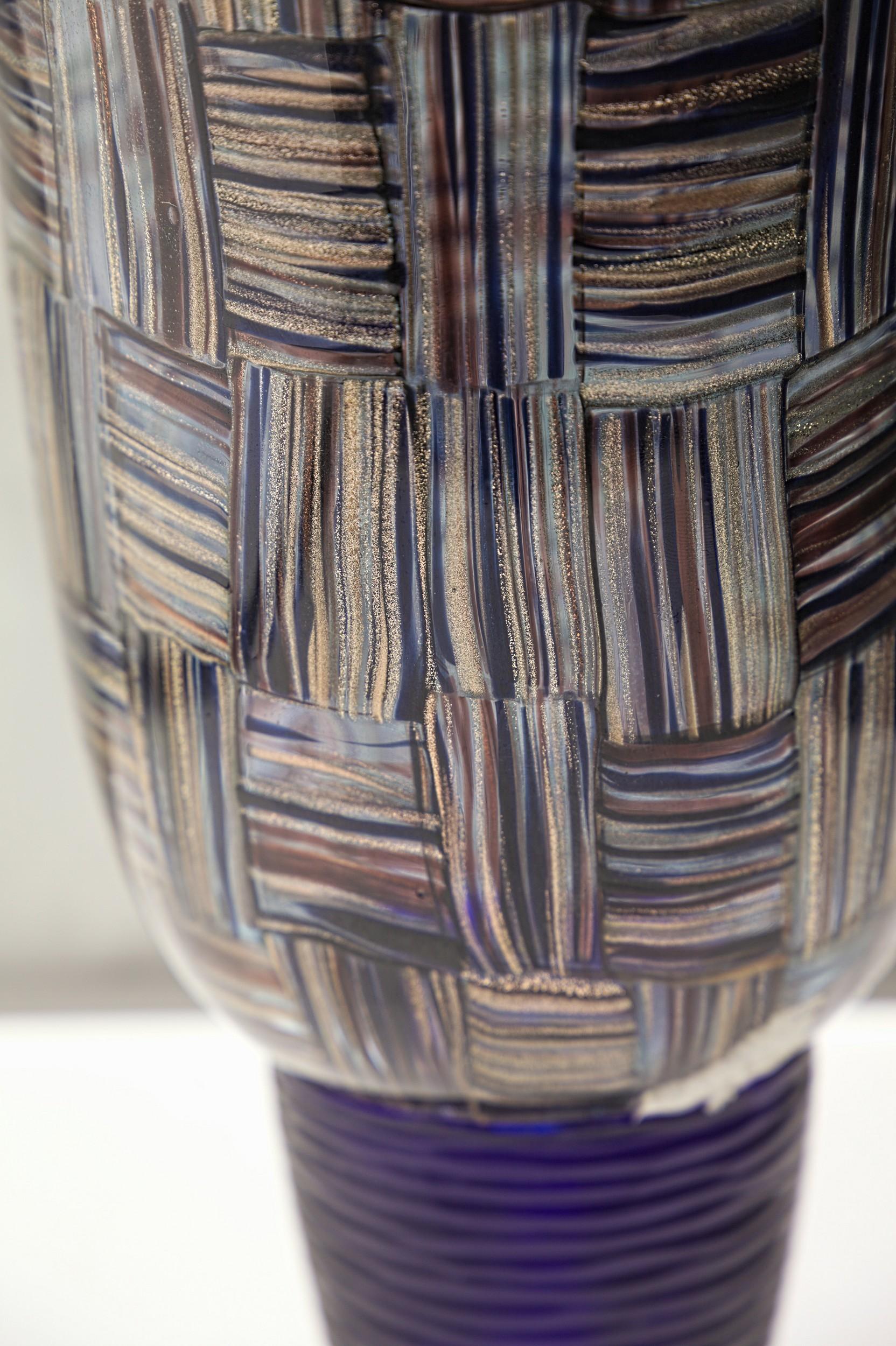 Glass Massimiliano Schiavon for Pauly, Vaso a Tessere, Three Avventurina Colors Stripe