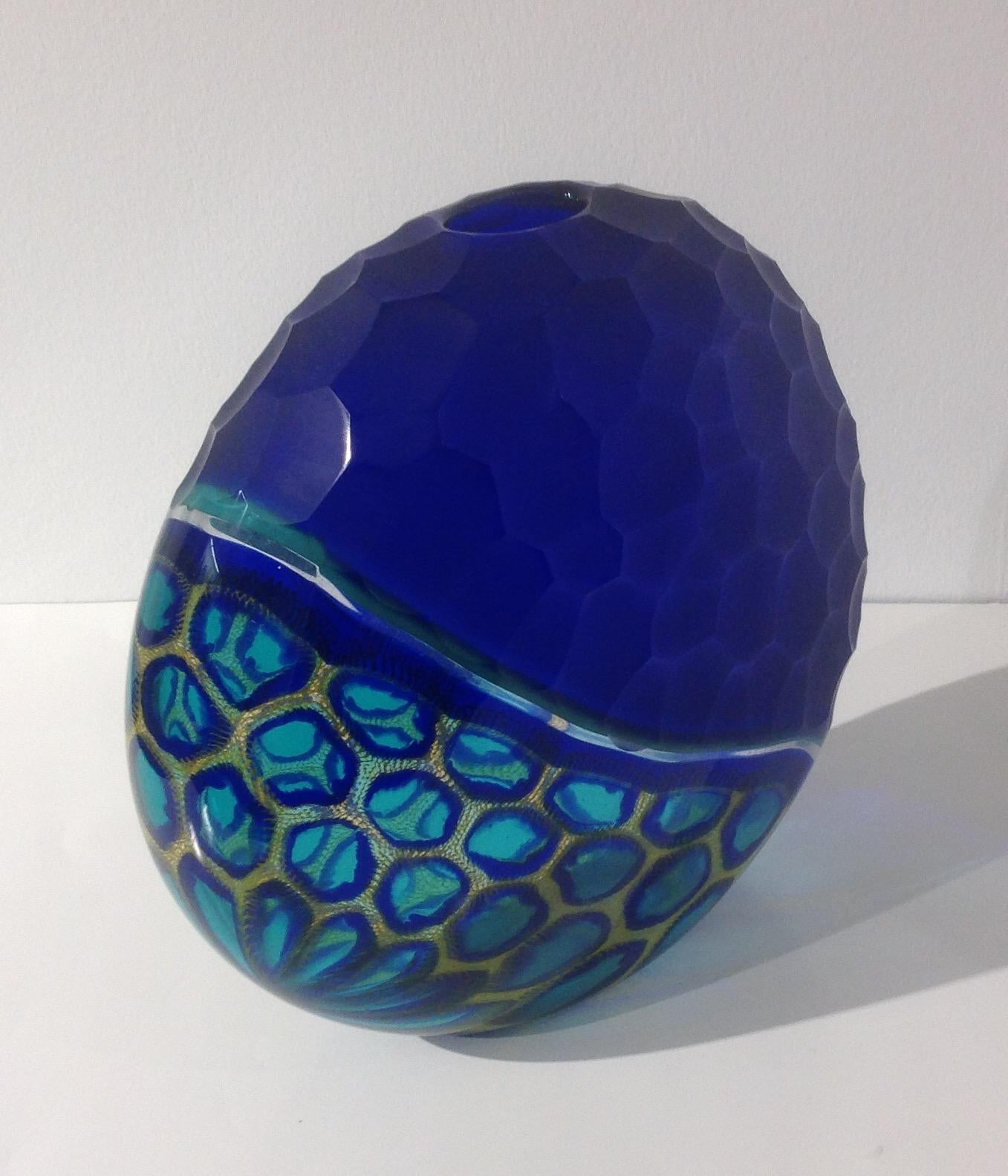 Italian Massimiliano Schiavon Large Murano Battuto Murrine Vase For Sale