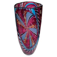 Massimiliano Schiavon LARGE Murano Glass Vase with pinwheel and fine battuto 