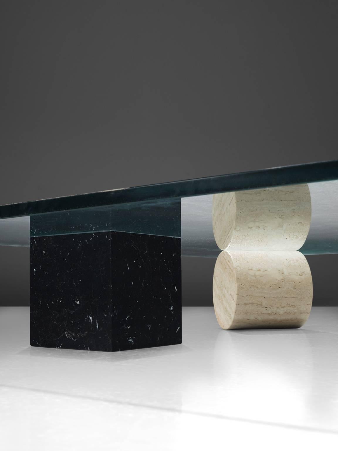 Post-Modern Massimo & Lella Vignelli 'Metafora' Coffee Table in Marble and Travertine