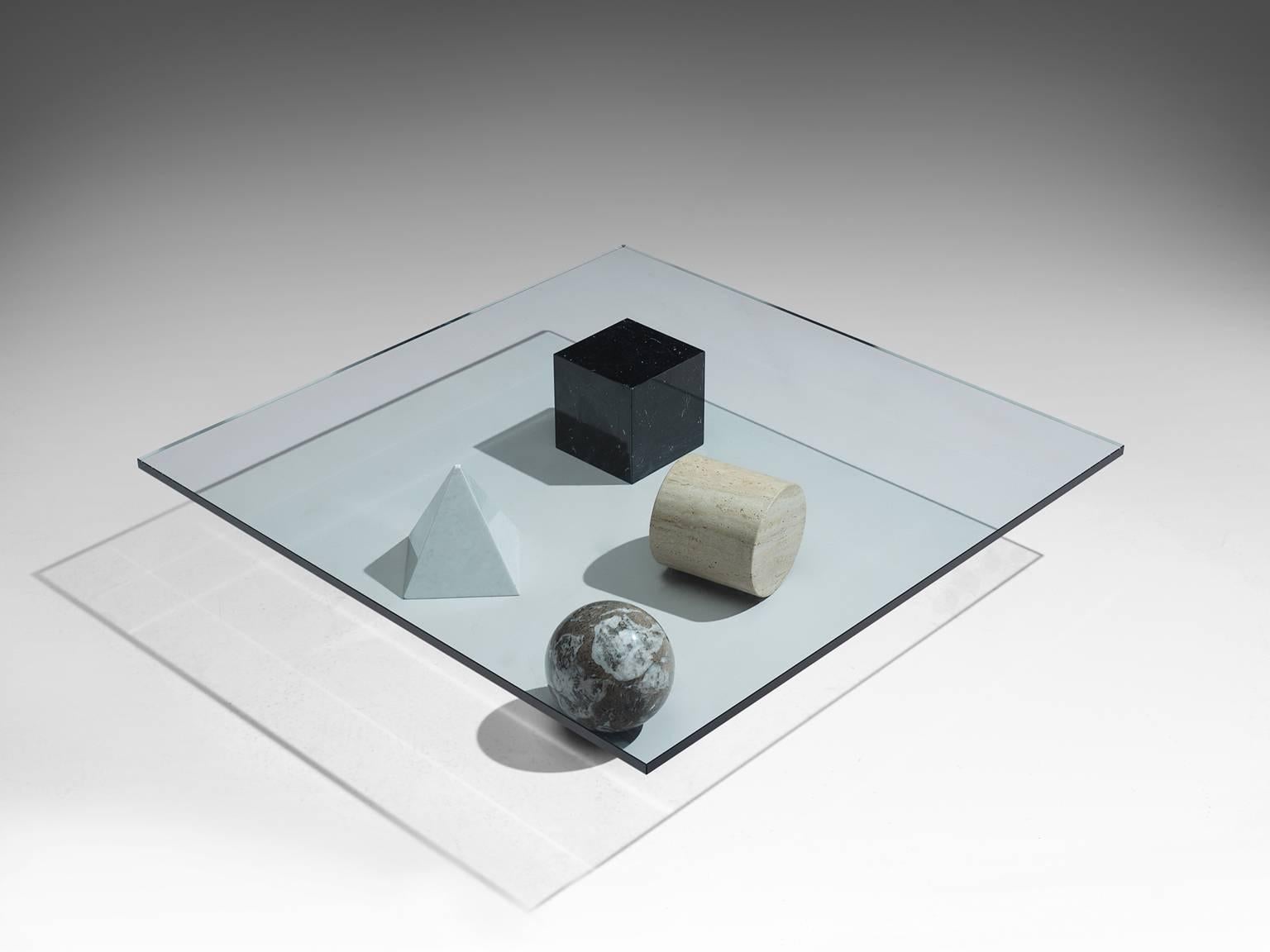 Massimo & Lella Vignelli 'Metafora' Coffee Table in Marble and Travertine In Good Condition In Waalwijk, NL