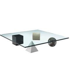Massimo & Lella Vignelli 'Metafora' Coffee Table in Marble and Travertine