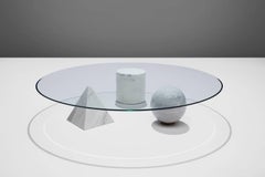 Massimo & Lella Vignelli Round 'Metafora' Coffee Table in Marble and Glass