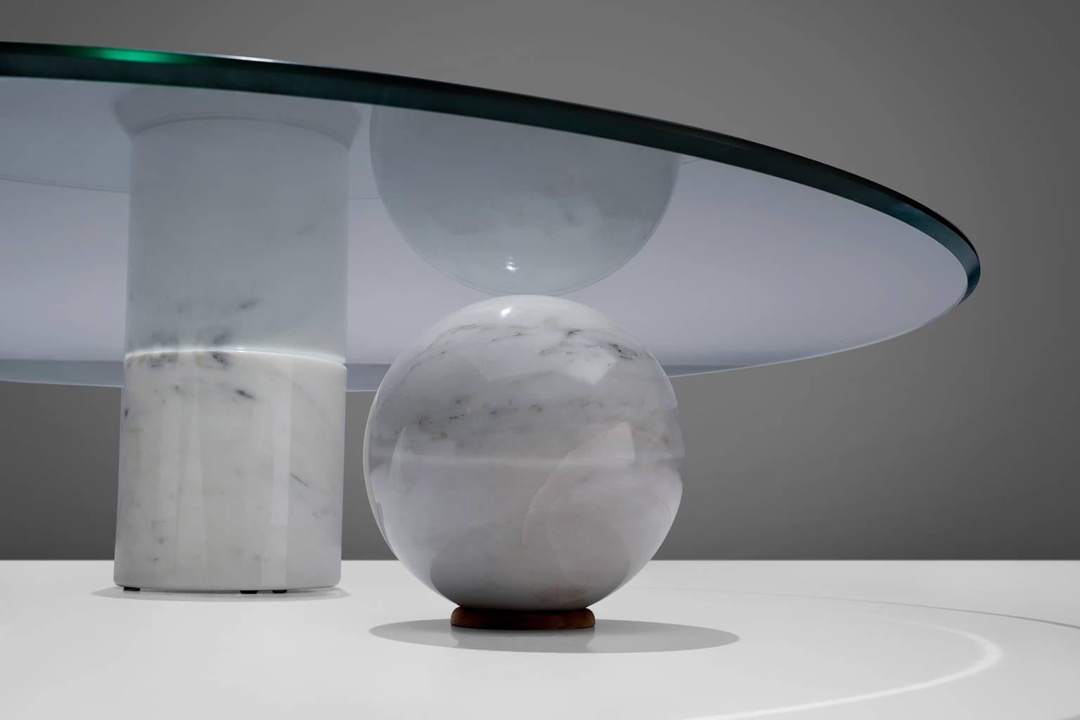 Post-Modern Massimo & Lella Vignelli Round 'Metafora' Coffee Table in Marble and Glass
