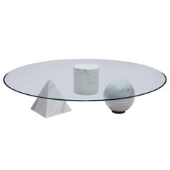 Massimo & Lella Vignelli Round 'Metafora' Coffee Table in Marble and Glass