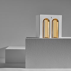 Massimo Vaso da fiori artigianale in ceramica bianca e dettagli in oro 24 carati