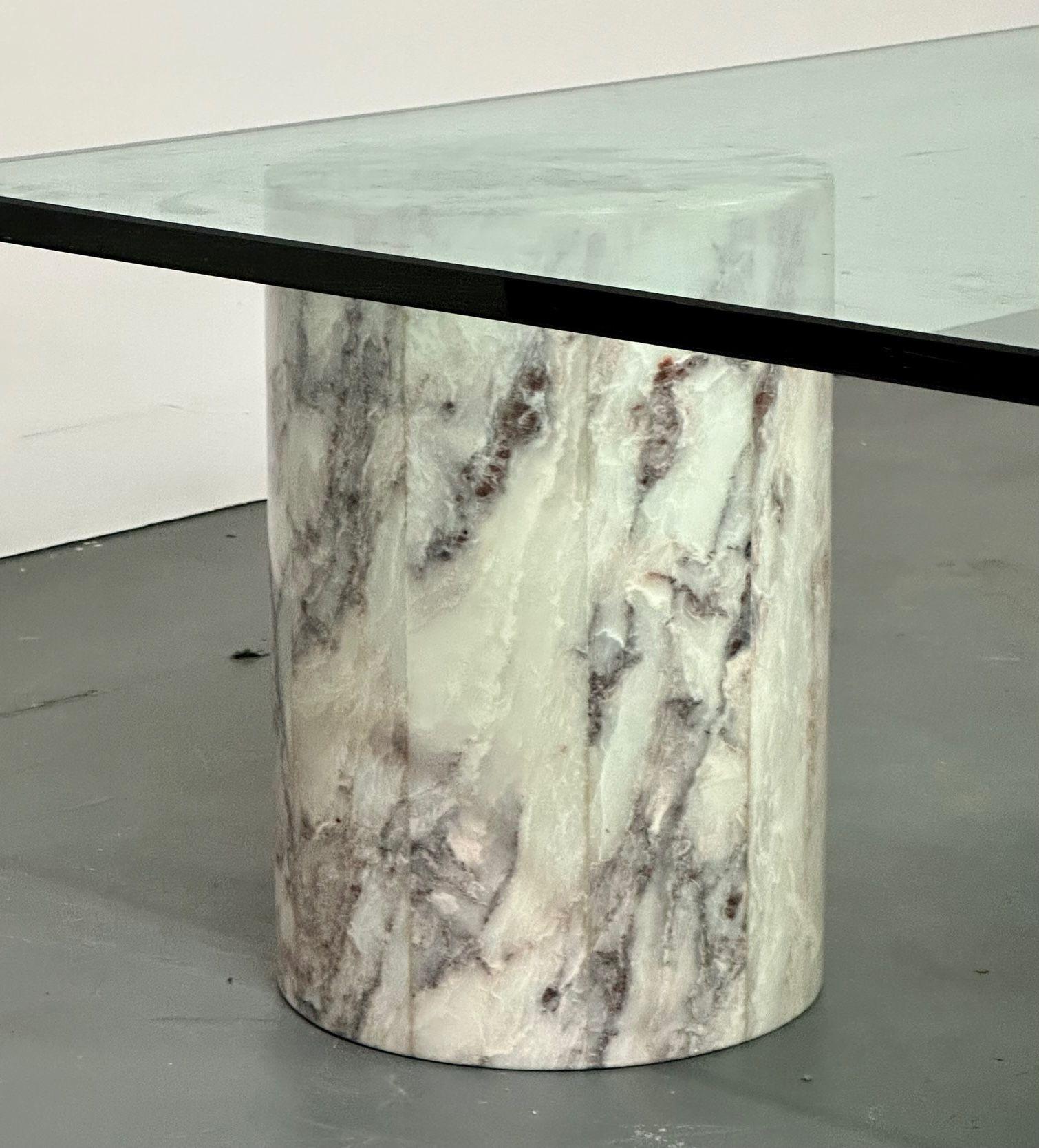 Massimo and Leila Vignelli Style Marble and Glass Coffee / Low Table, Modern 3