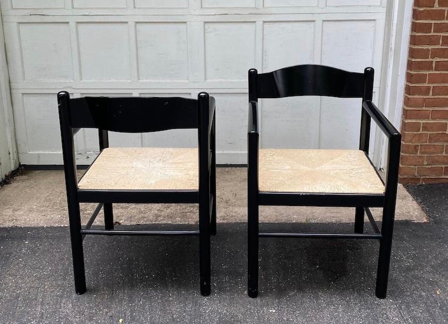 Massimo and Lella Vignelli Black Lacquered Acorn Armchairs - A Pair In Good Condition For Sale In Elkton, MD