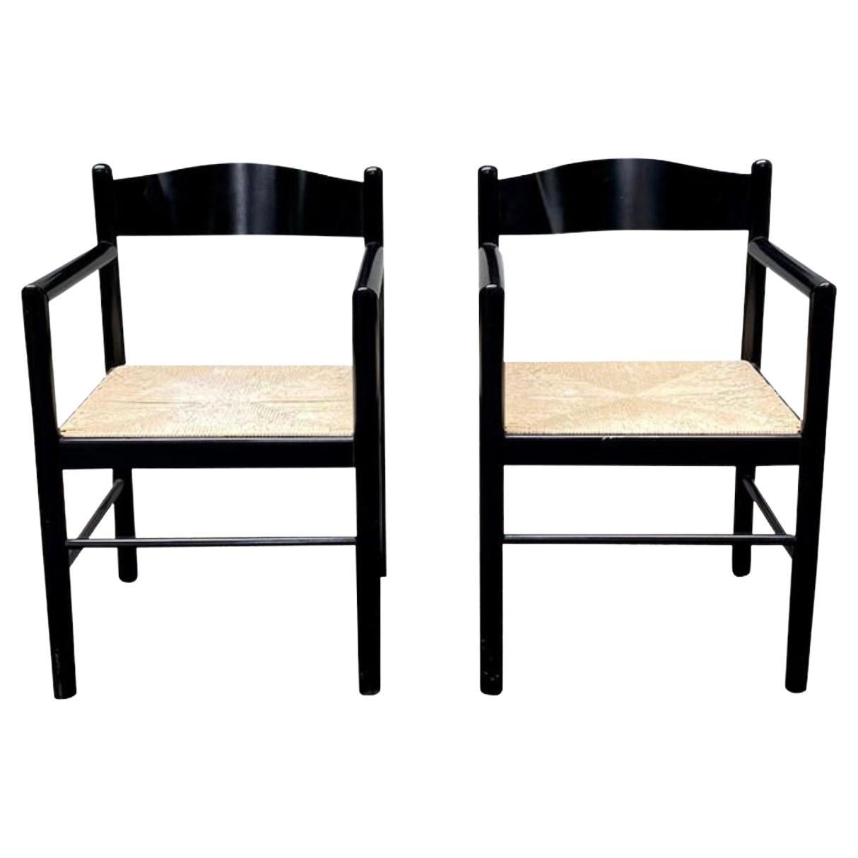 Massimo and Lella Vignelli Black Lacquered Acorn Armchairs - A Pair For Sale