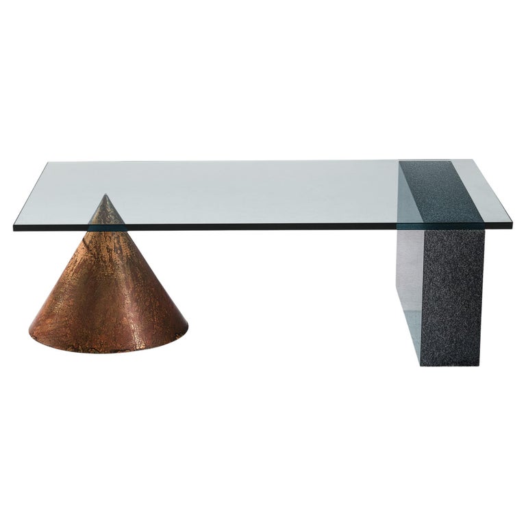 Massimo and Lella Vignelli Coffee Table in Copper, Granite and Glass For Sale
