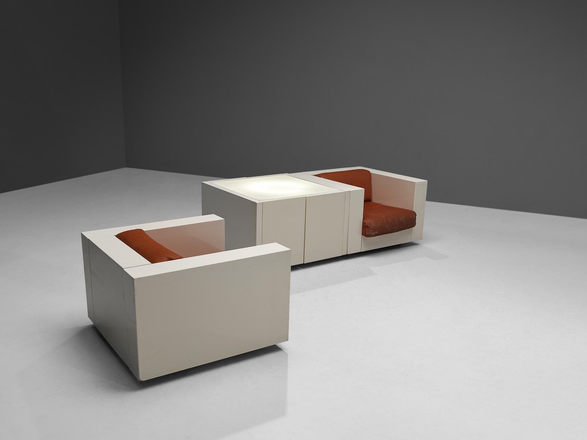 Massimo and Lella Vignelli for Poltronova Pair of Lounge Chairs with Light Table 4