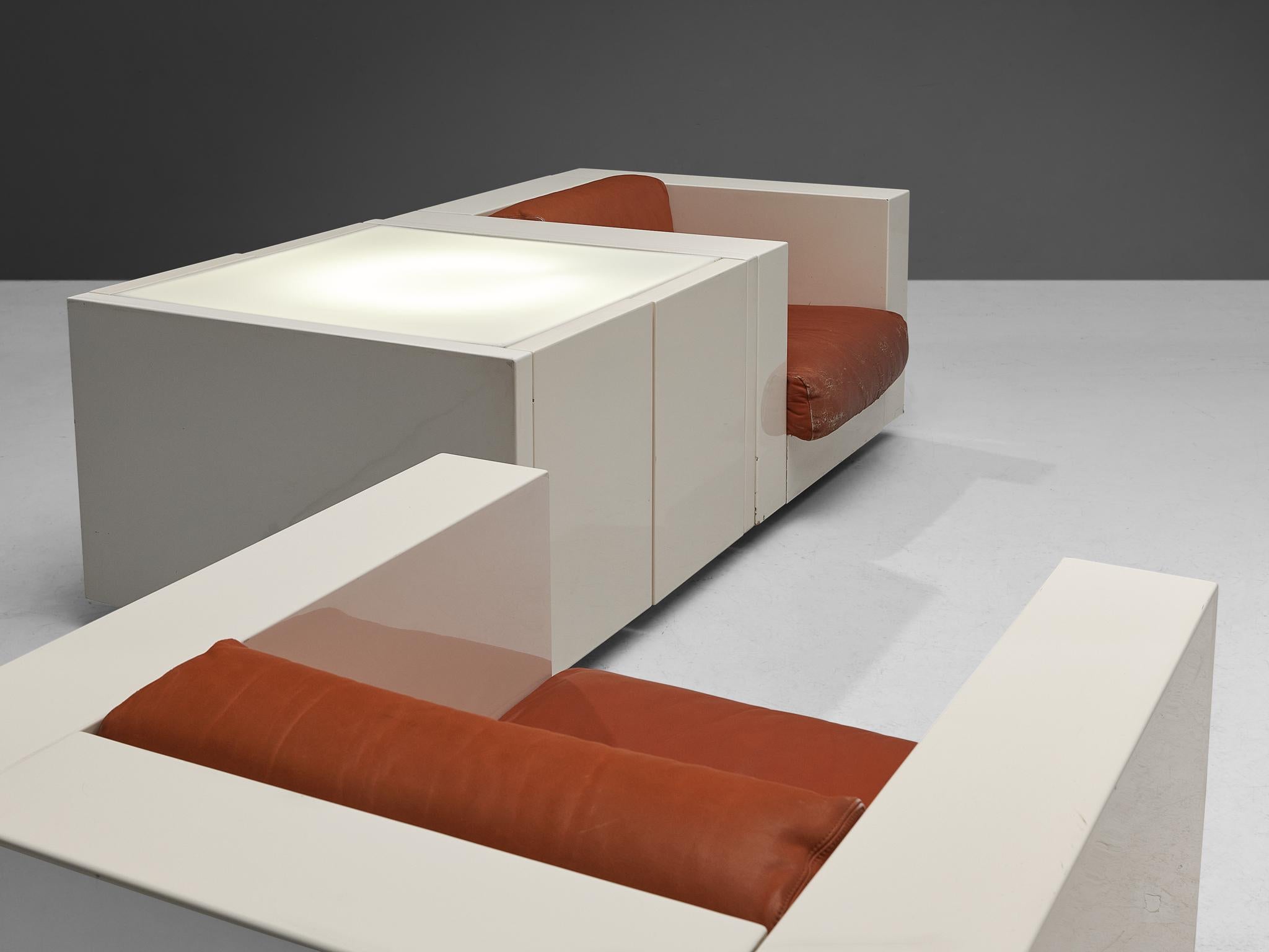 Italian Massimo and Lella Vignelli for Poltronova Pair of Lounge Chairs with Light Table