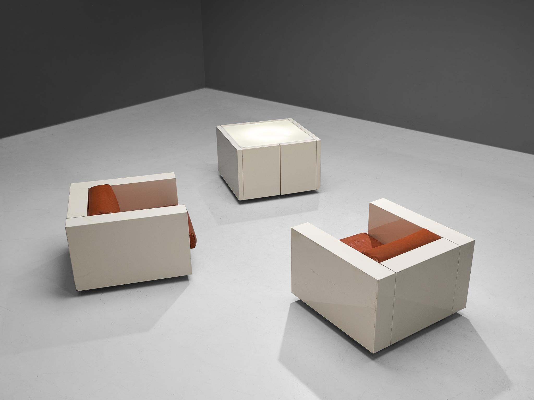 Massimo and Lella Vignelli for Poltronova Pair of Lounge Chairs with Light Table 2