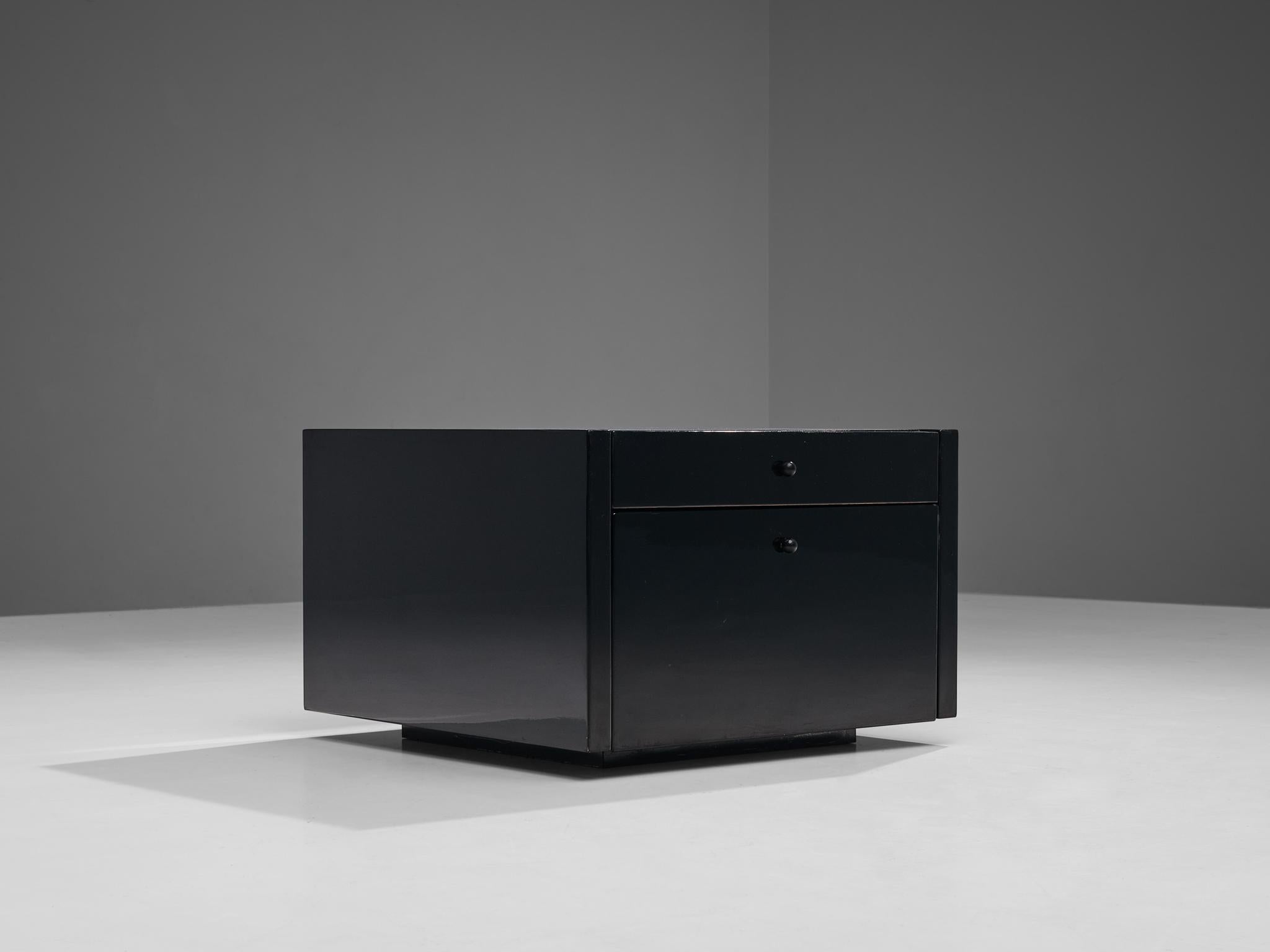 Massimo and Lella Vignelli for Poltronova, cabinet, 'Saratoga' line, black lacquered wood, Italy, 1964. 

This cabinet is part of the Sartoga' series designed by Italian designer couple Lella & Massimo Vignelli. The Vignelli's were known for their